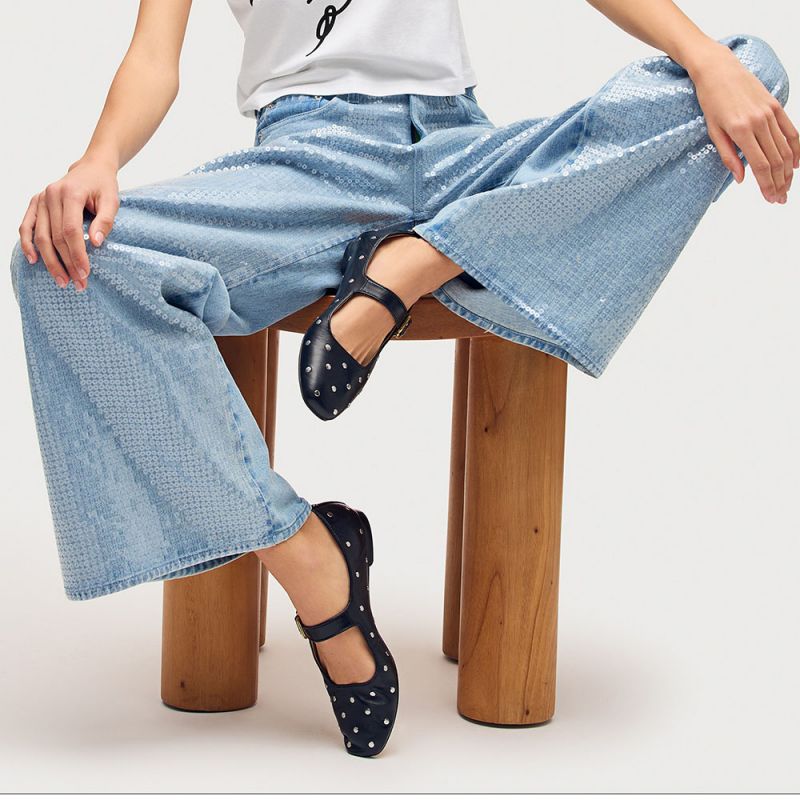 Michaela Stud Mary Jane Flat