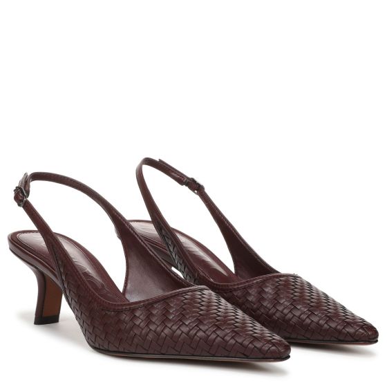French Burgundy Red Weave Leather