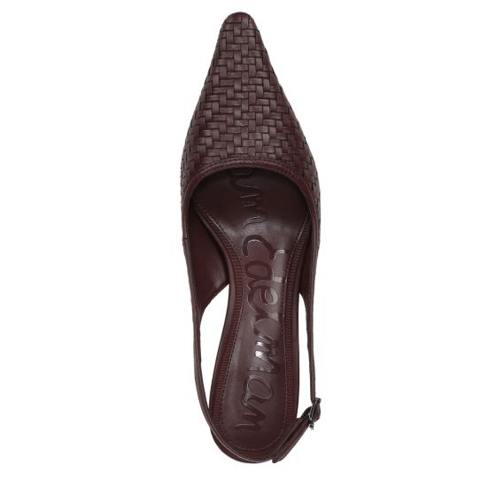 French Burgundy Red Weave Leather