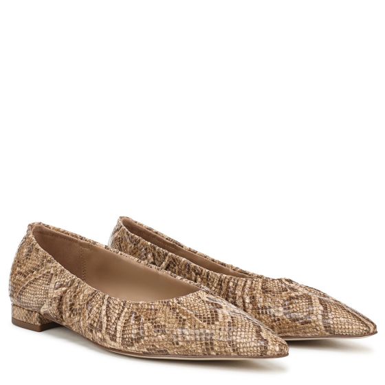 Light Sand Beige Snake Print Leather