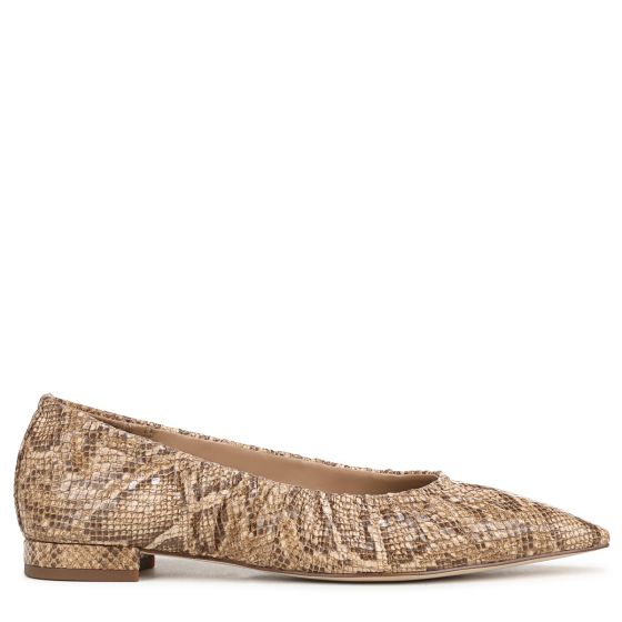 Light Sand Beige Snake Print Leather