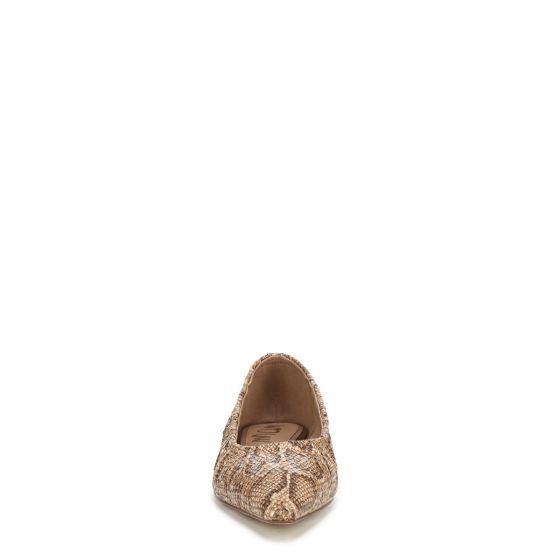 Light Sand Beige Snake Print Leather