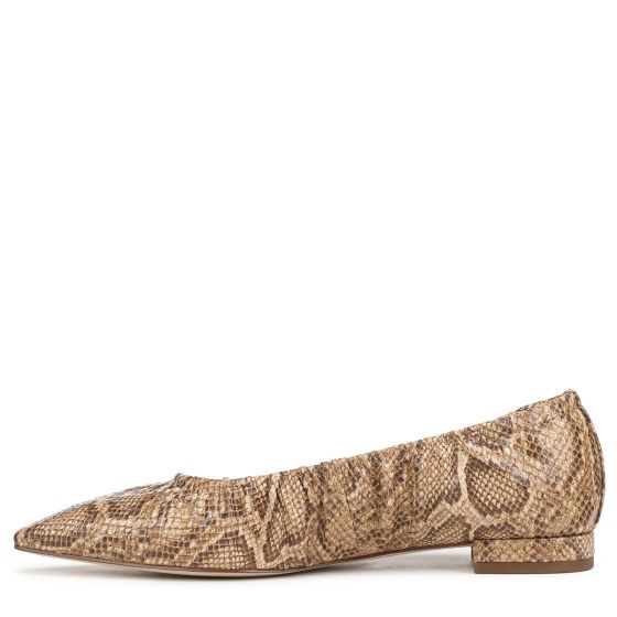 Light Sand Beige Snake Print Leather