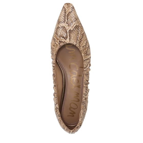 Light Sand Beige Snake Print Leather