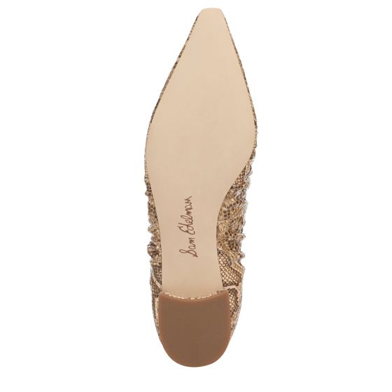 Light Sand Beige Snake Print Leather-Sole