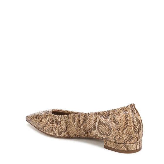 Light Sand Beige Snake Print Leather