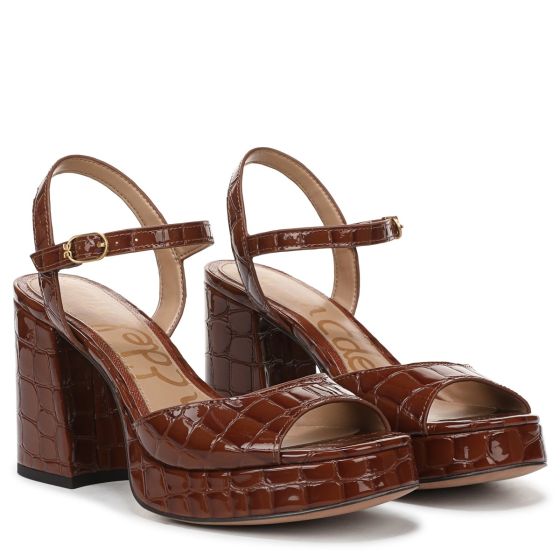 Caramel Croco Brown Leather