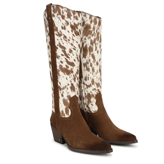 Warm Nutmeg Brown Cow Print Brahma Hair/Suede