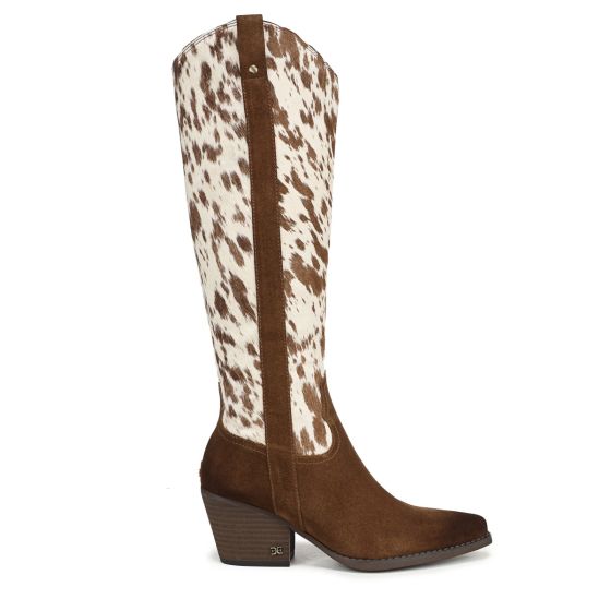 Warm Nutmeg Brown Cow Print Brahma Hair/Suede