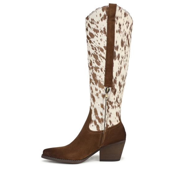Warm Nutmeg Brown Cow Print Brahma Hair/Suede