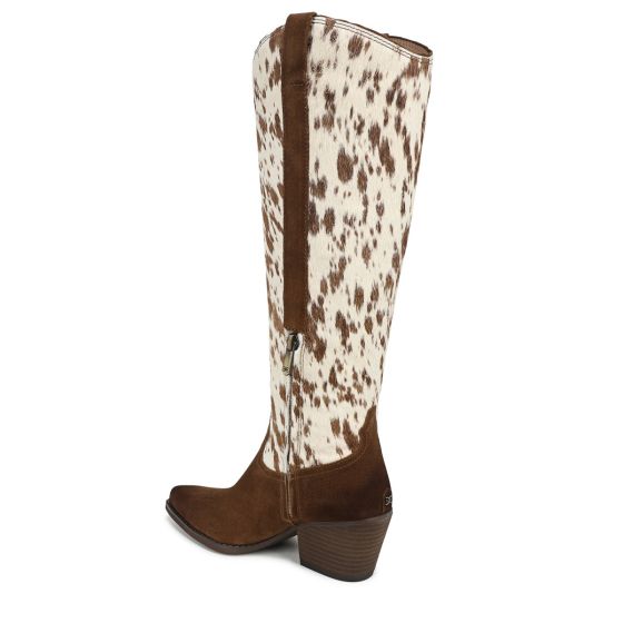 Warm Nutmeg Brown Cow Print Brahma Hair/Suede
