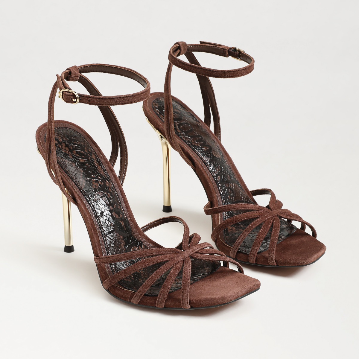 Escarpins Sam Edelman - Cuir Métallisé Doré - Bout Ouvert - Taille 7 US - Occasion